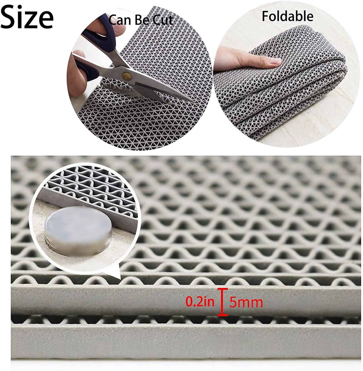 Tappeto Antiscivolo Impermeabile Anti-Slip | Pedana in Plastica, Gomma, ZIG ZAG, Su MISURA | Sauna - Bagno Turco - Piscina - Docce - Spogliatoi | Grigio o Verde