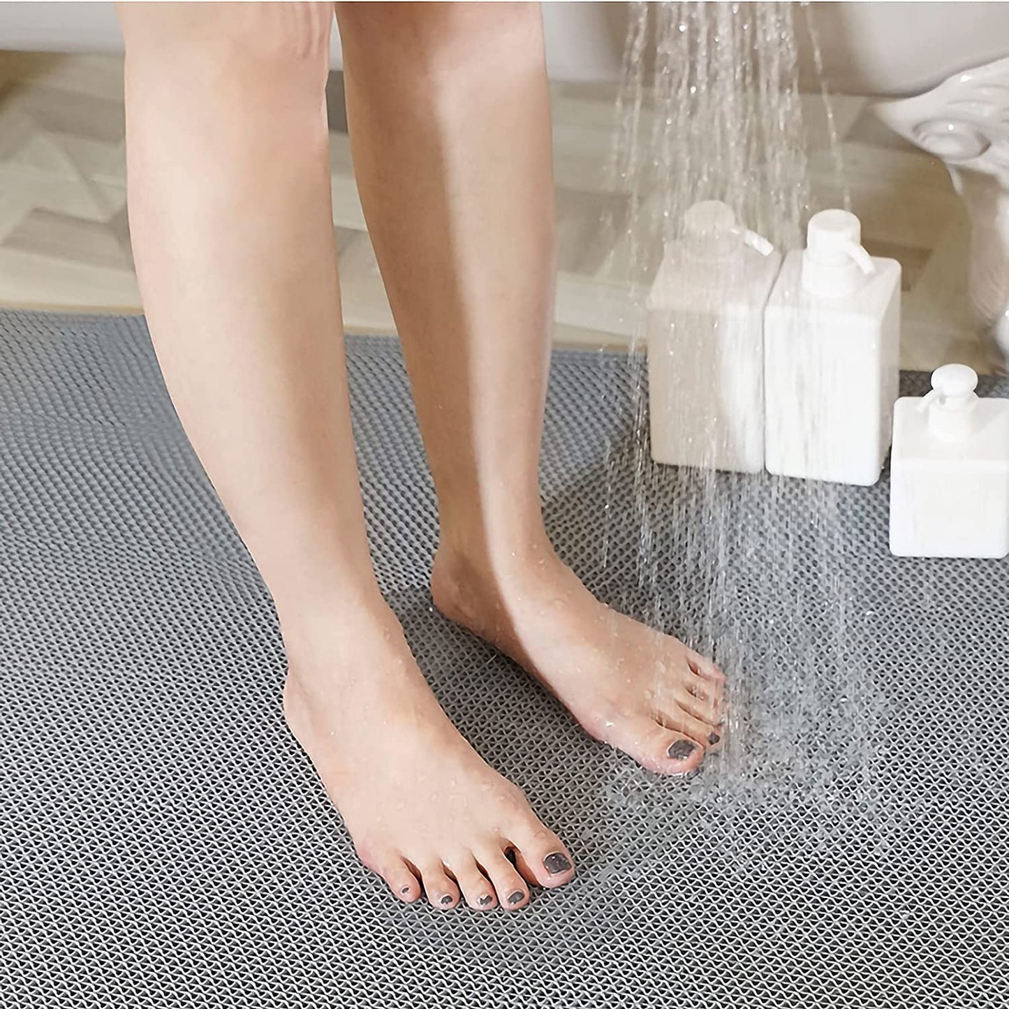 Tappeto Antiscivolo Impermeabile Anti-Slip | Pedana in Plastica, Gomma, ZIG ZAG, Su MISURA | Sauna - Bagno Turco - Piscina - Docce - Spogliatoi | Grigio o Verde