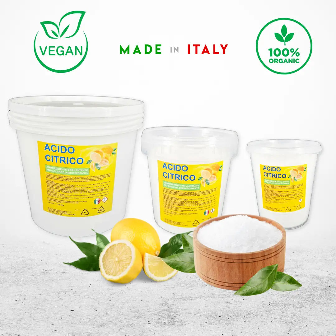 ACIDO CITRICO – Detergente Ecologico Vegano Gluten Free- 100% Puro e Biodegradabile - Cucine, Bagni Casa (1 KG BIANCO, BARATTOLO)
