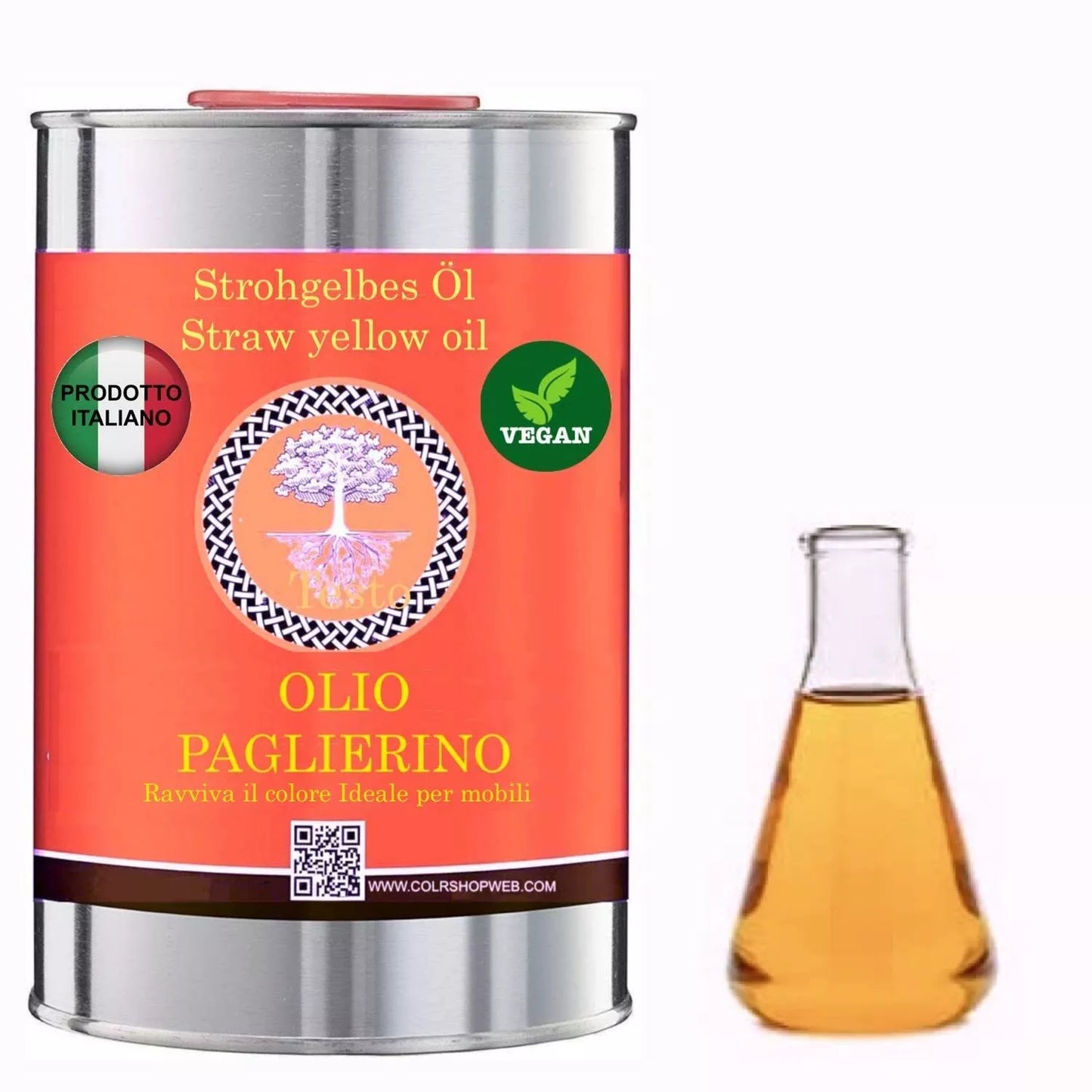 Olio PAGLIERINO puro protettivo per LEGNO COTTO MATTONI PIETRA NATURAL OIL VEGAN