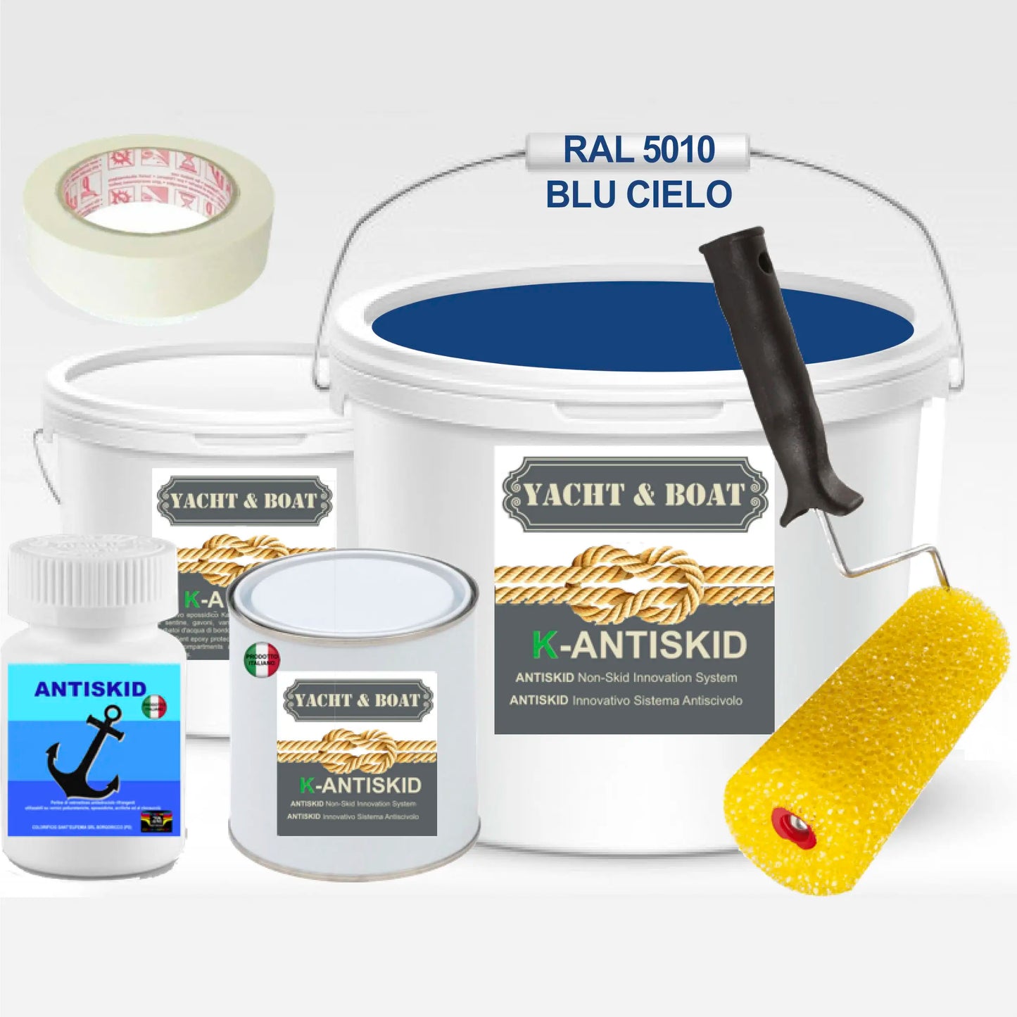 KIT K-ANTISKID Smalto NAUTICO ACRILICO BICOMPONENTE SATIN ANTISCIVOLO ANTISDRUCIOLO