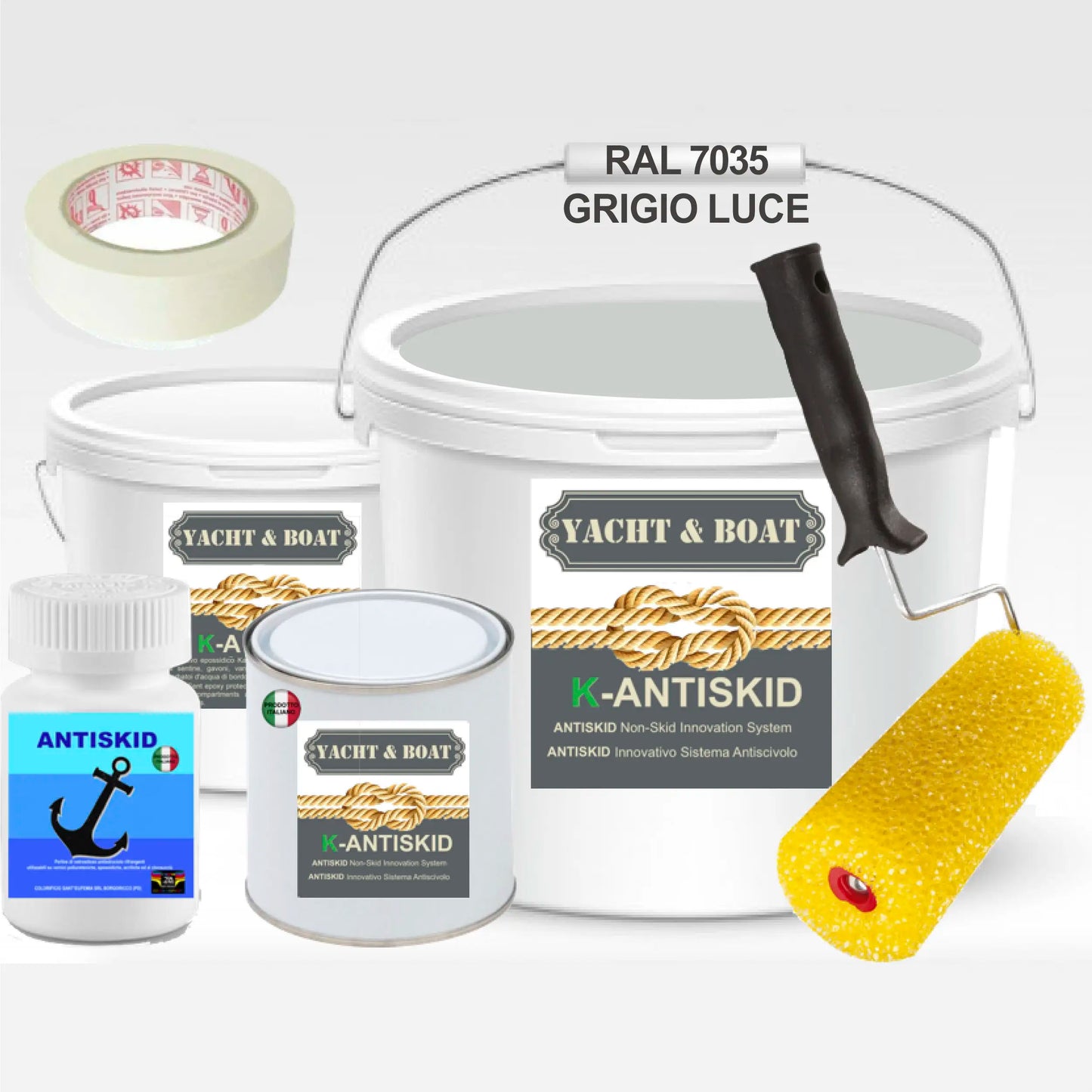 KIT K-ANTISKID Smalto NAUTICO ACRILICO BICOMPONENTE SATIN ANTISCIVOLO ANTISDRUCIOLO