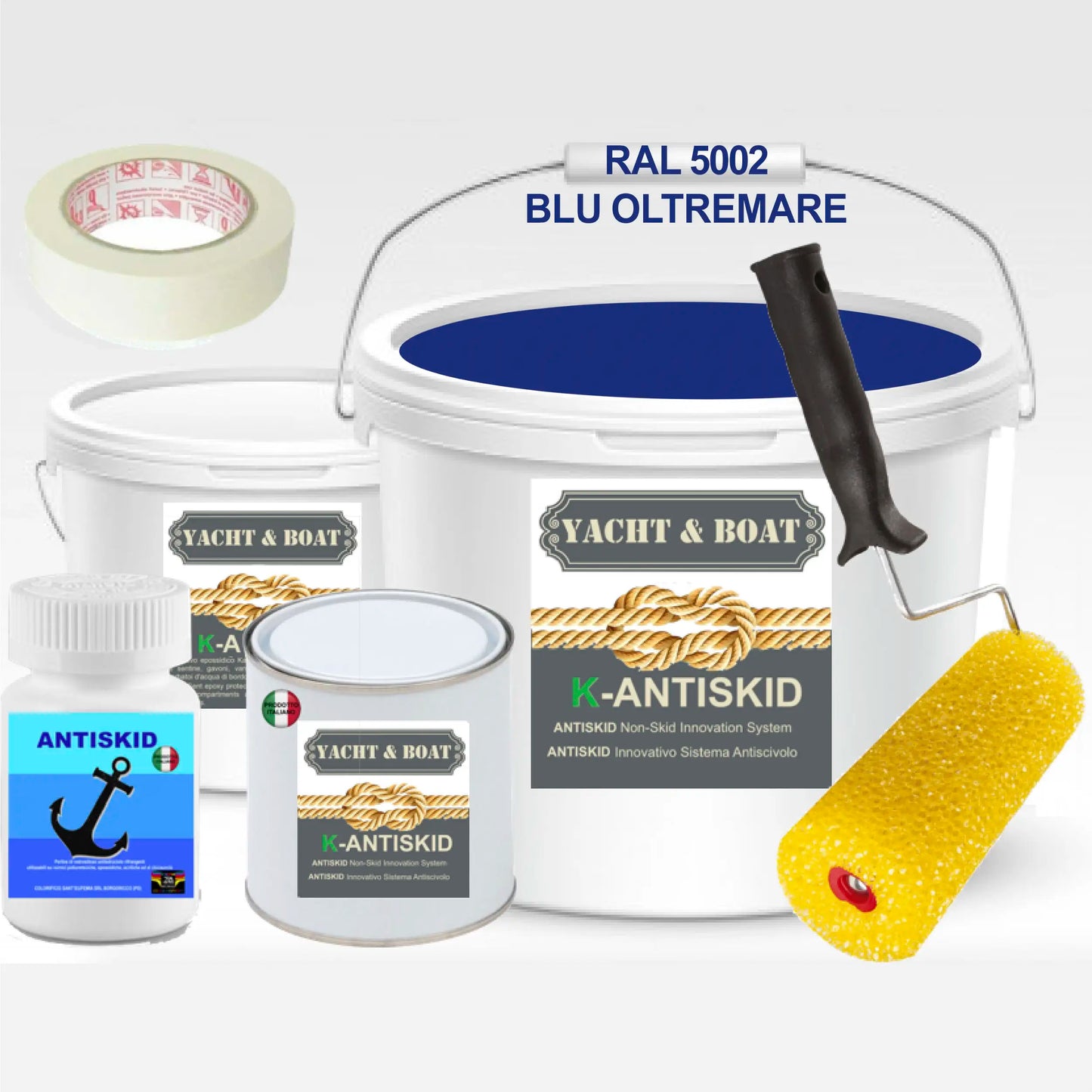 KIT K-ANTISKID Smalto NAUTICO ACRILICO BICOMPONENTE SATIN ANTISCIVOLO ANTISDRUCIOLO