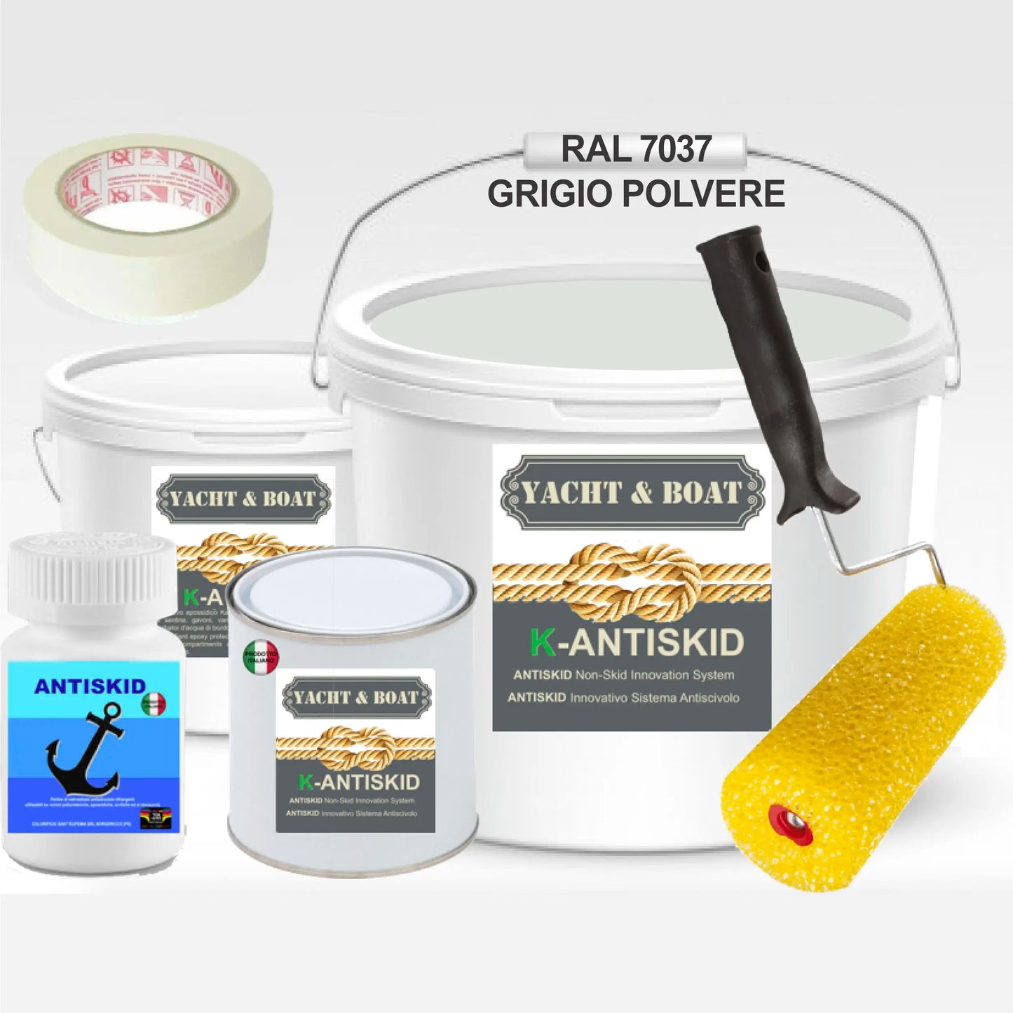 KIT K-ANTISKID Smalto NAUTICO ACRILICO BICOMPONENTE SATIN ANTISCIVOLO ANTISDRUCIOLO