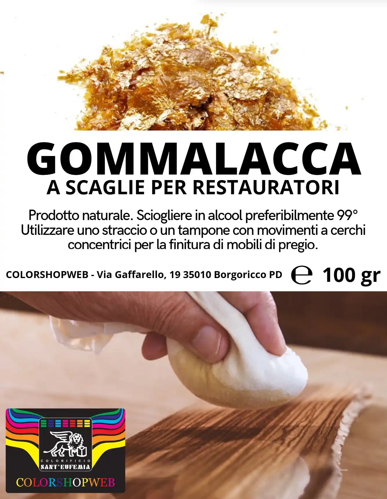 GOMMALACCA GOMMA LACCA IN SCAGLIE PER RESTAURATORI in VASO