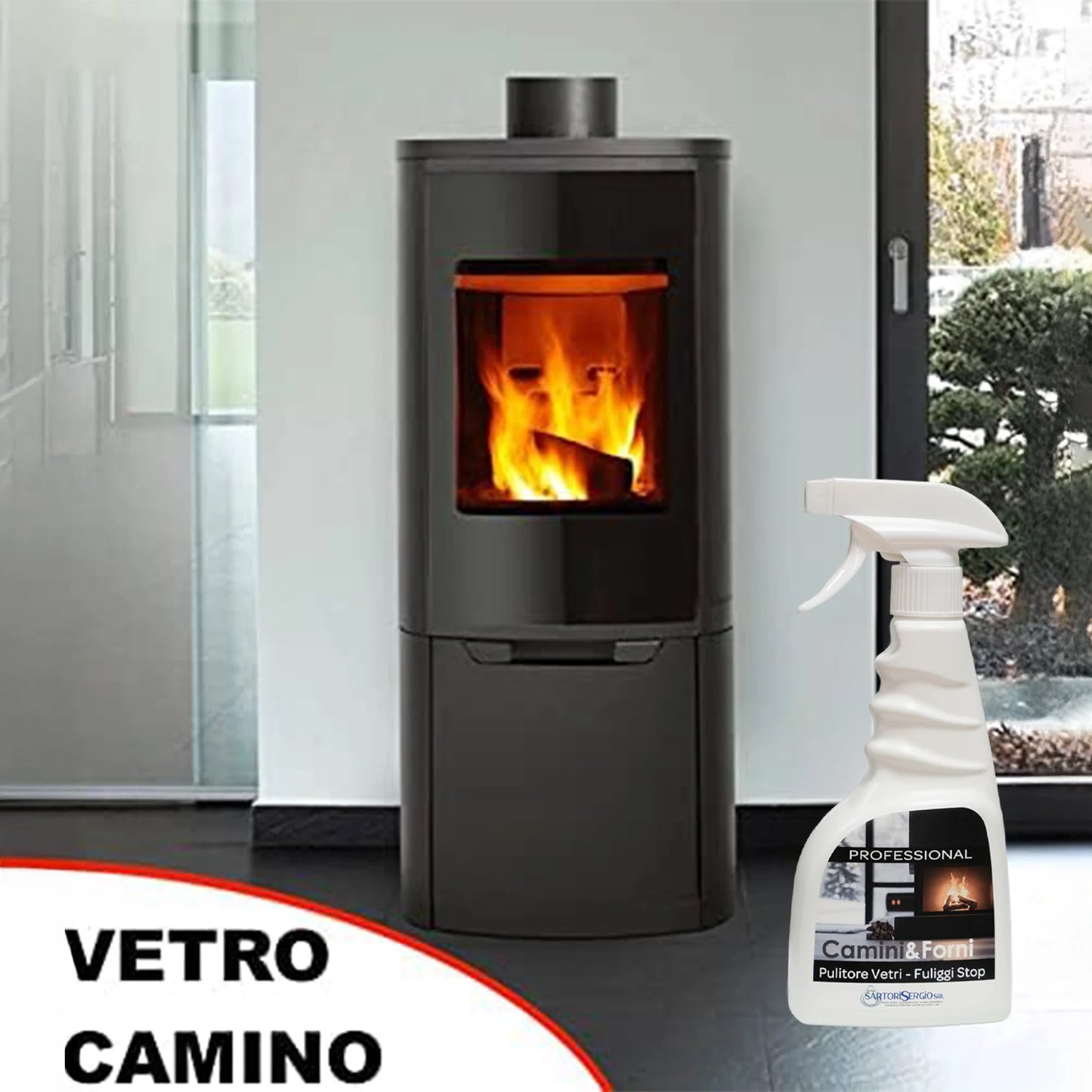 VETROCAMINO, pulisce vetri di stufe e camini, caminetti e forni