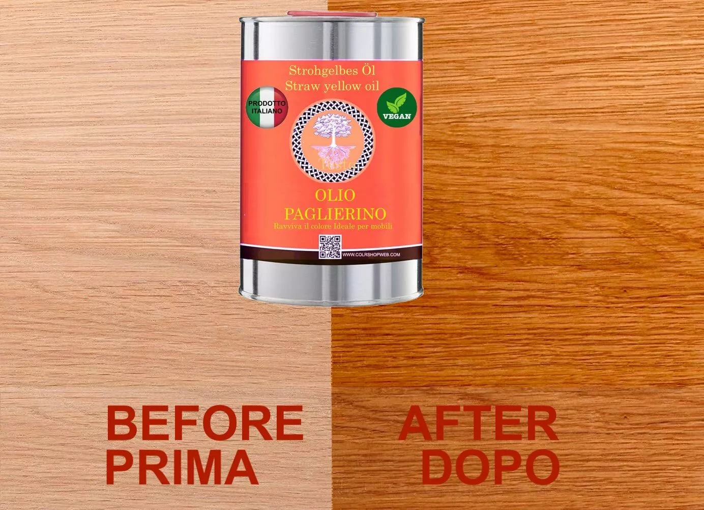 Olio PAGLIERINO puro protettivo per LEGNO COTTO MATTONI PIETRA NATURAL OIL VEGAN