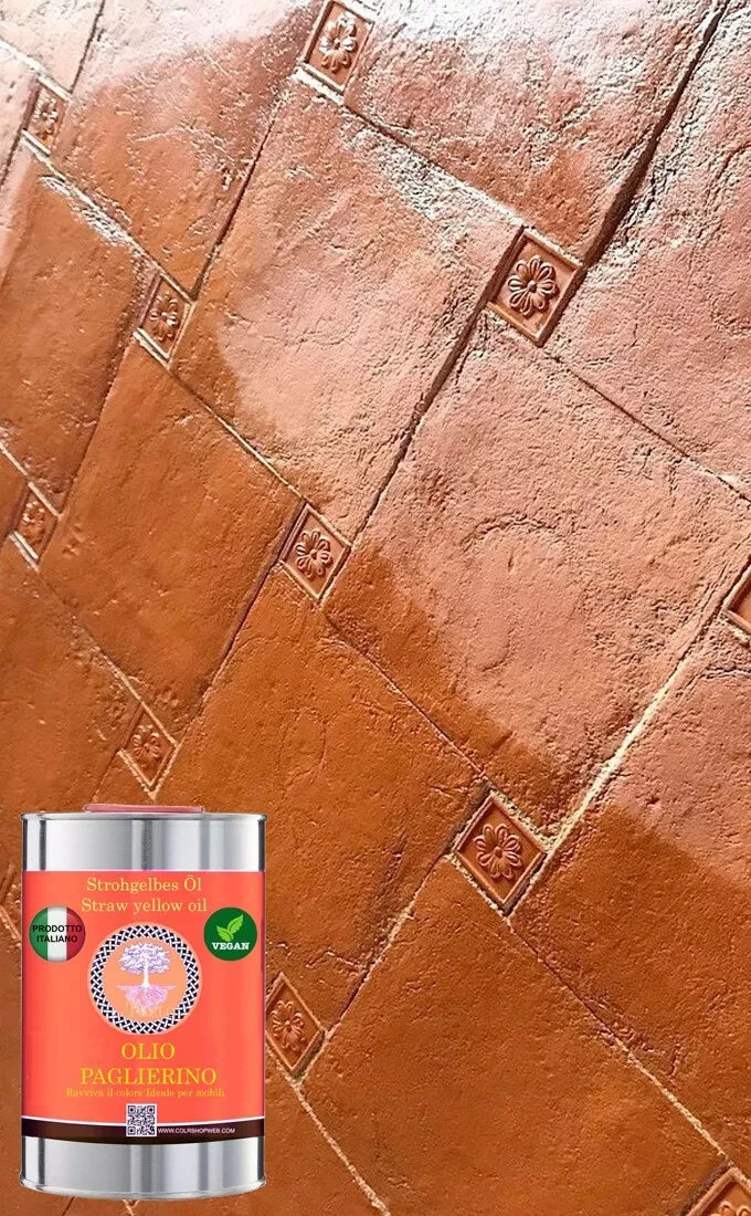 Olio PAGLIERINO puro protettivo per LEGNO COTTO MATTONI PIETRA NATURAL OIL VEGAN