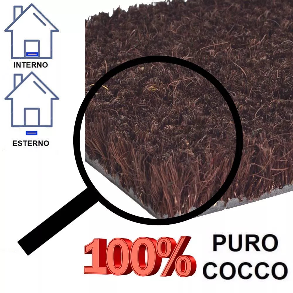 Zerbino in Cocco MARRONE Tappeto Fibra Naturale Fondo Antiscivolo Antimuffa