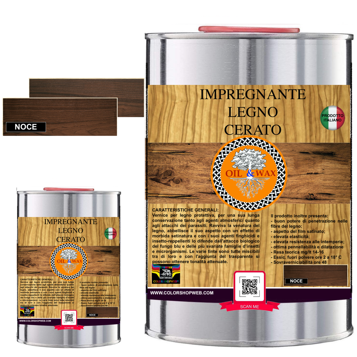 Impregnante legno esterno interno a Cera SOLVENTE 7 colori OIL&WAX