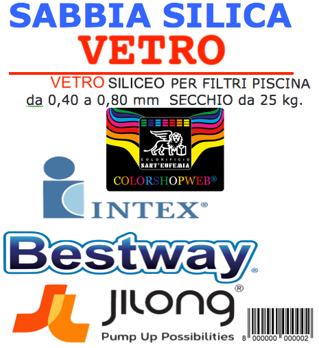SABBIA SILICEA O DI VETRO FILTRO POMPE PISCINA INTEX BESTWAY JILONG