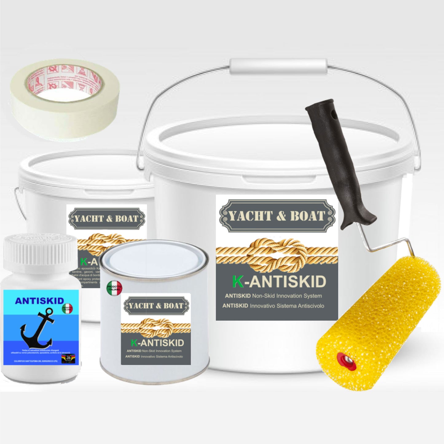 KIT K-ANTISKID Smalto NAUTICO ACRILICO BICOMPONENTE SATIN ANTISCIVOLO ANTISDRUCIOLO