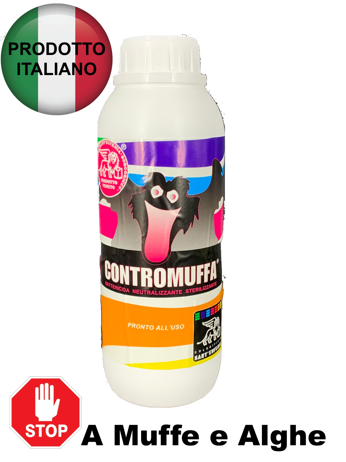 CONTROMUFFA - Disinfettante ANTIMUFFA battericida Ecologico elimina muffa funghi alghe PROFESSIONALE