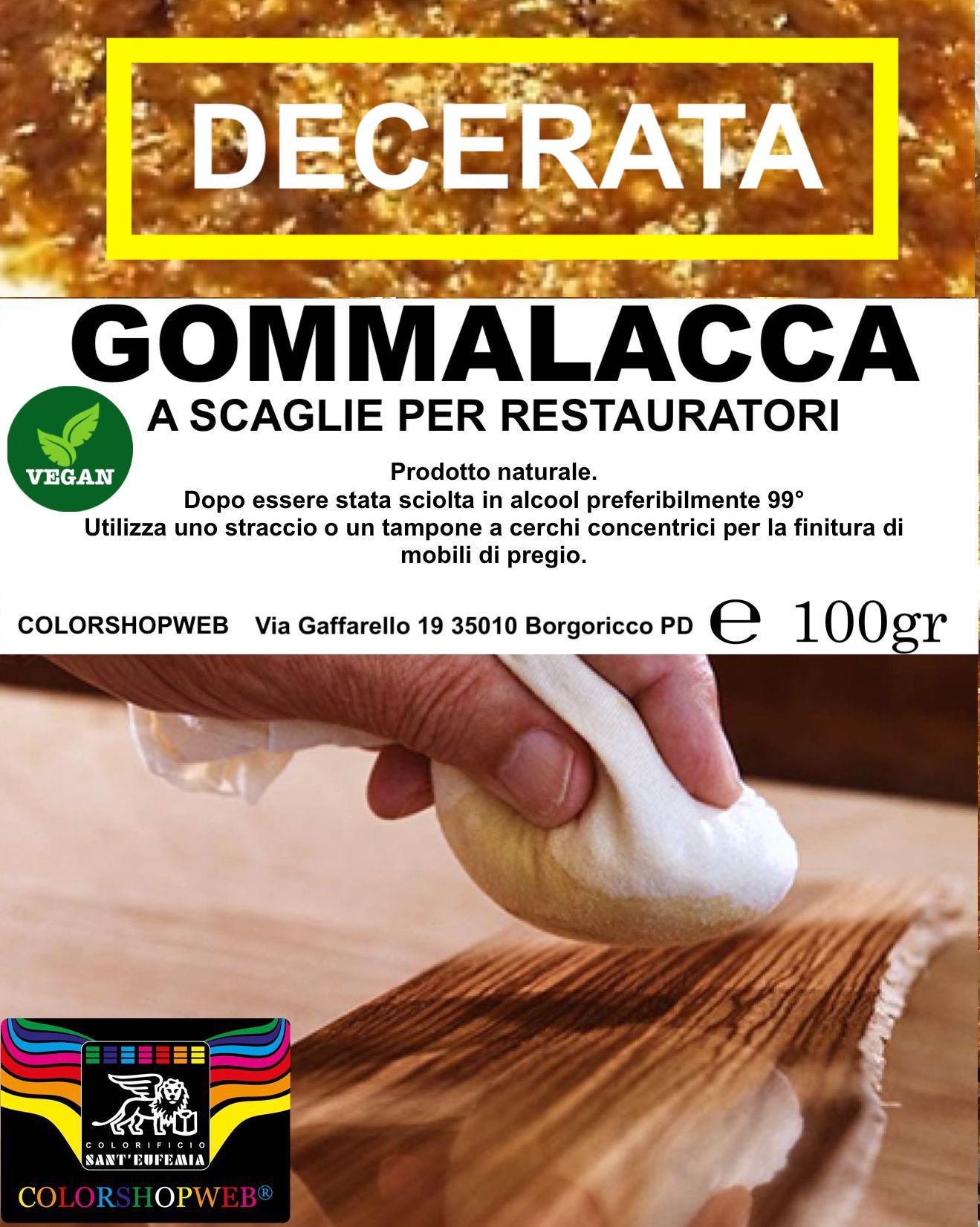 GOMMALACCA DECERATA IN SCAGLIE PER RESTAURATORI in VASO