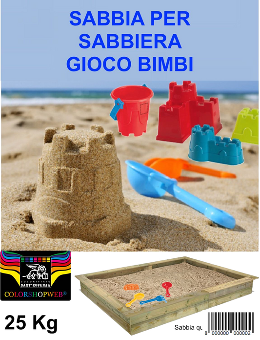 SABBIA SILICEA KG. 25 PER Gioco Bimbi GRIGIA O BIANCA CARAIBICA