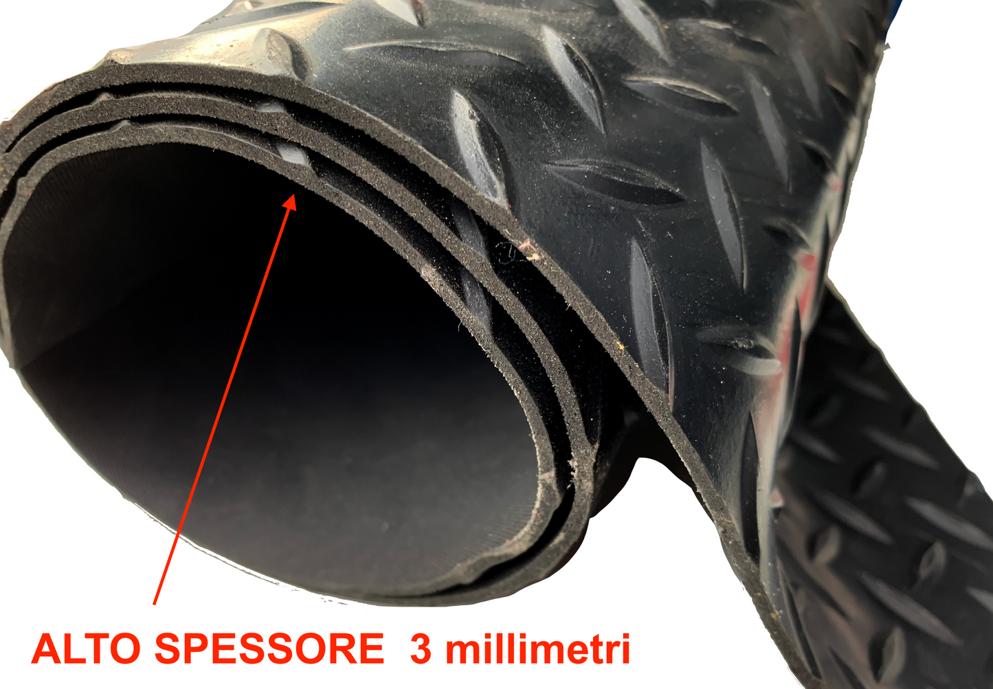 Tappeto Puppy per cani 100% gomma ALTO spessore 3mm | BOLLO o GRECATO antiscivolo nero | Gomma a metro | No PVC