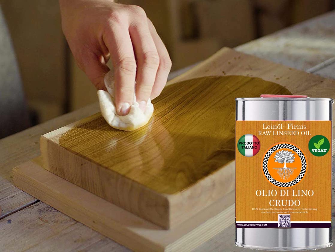 Olio di Lino CRUDO puro protettivo per Legno SIGILLANTE INNESTI VEGAN OIL&WAX