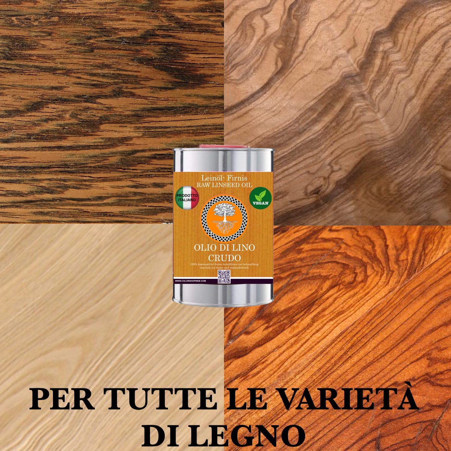 Olio di Lino CRUDO puro protettivo per Legno SIGILLANTE INNESTI VEGAN OIL&WAX