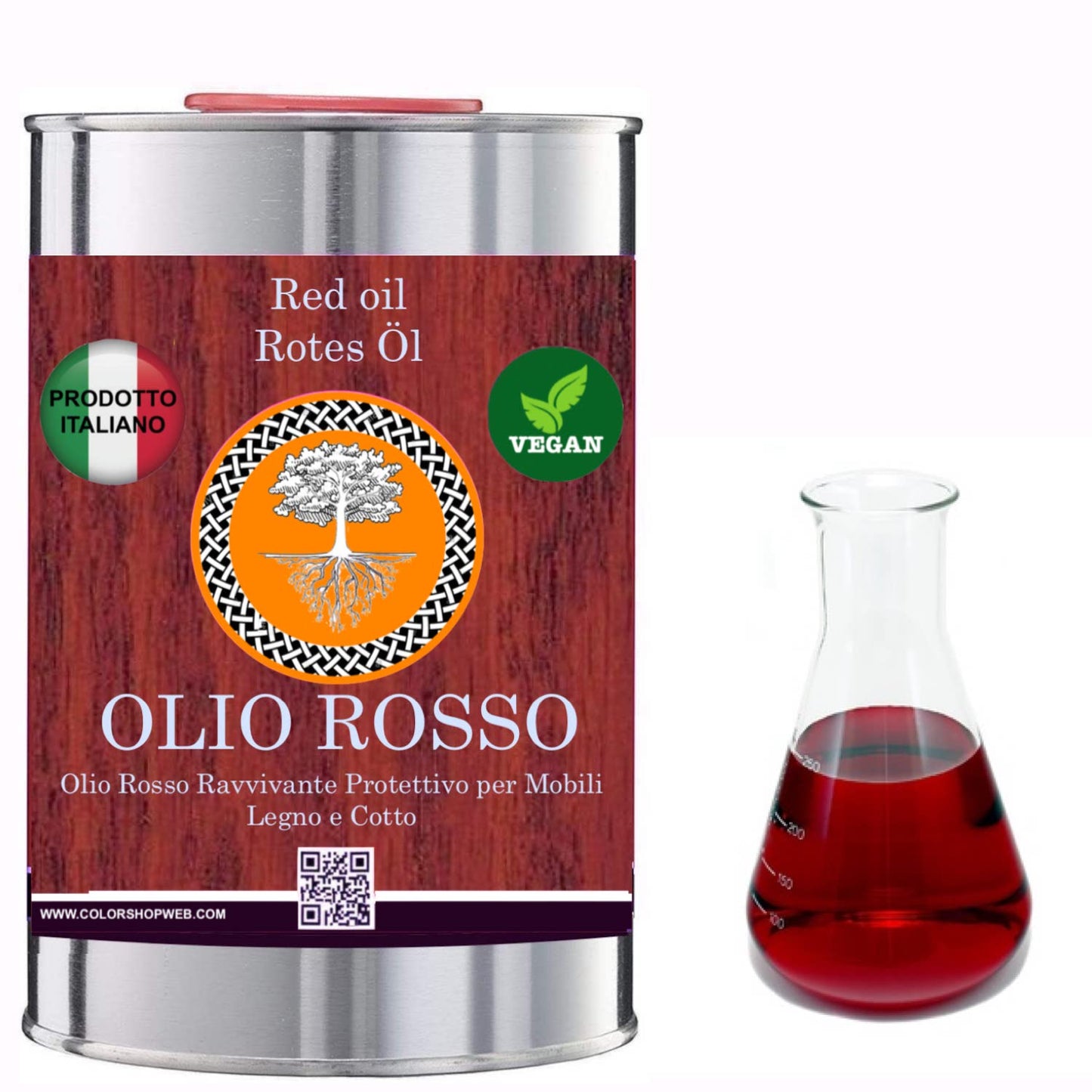 Olio ROSSO puro protettivo per LEGNO COTTO MATTONI PIETRA NATURAL OIL VEGAN
