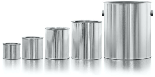 Barattoli in latta vuota per vernici e solventi con coperchio