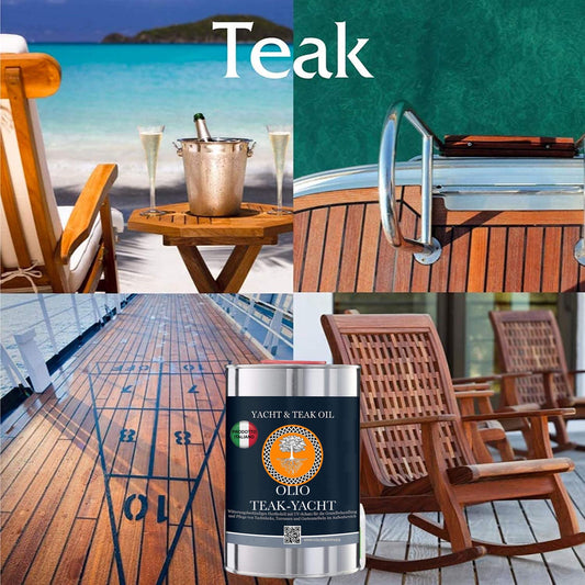 Olio TEAK puro protettivo UV MOBILI ESTERNI YACHT BARCHE NATURAL OIL VEGAN