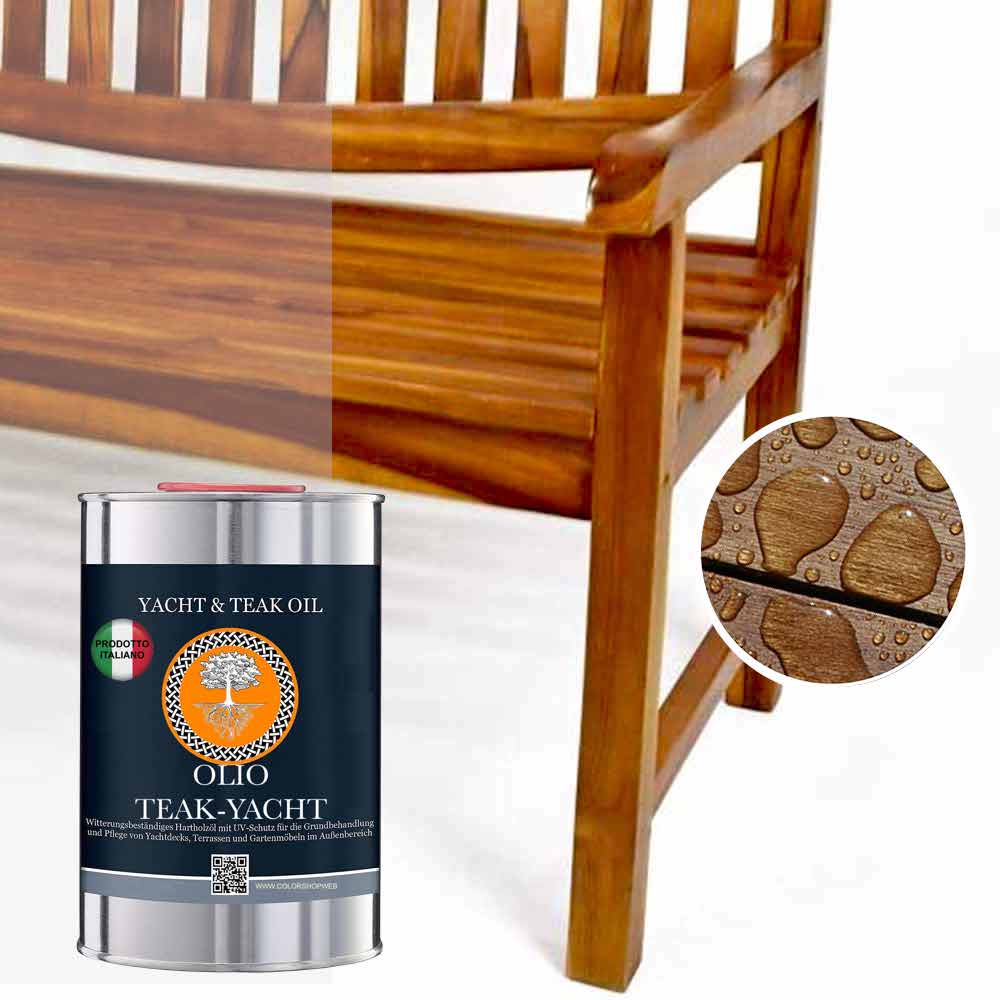 Olio TEAK puro protettivo UV MOBILI ESTERNI YACHT BARCHE NATURAL OIL VEGAN