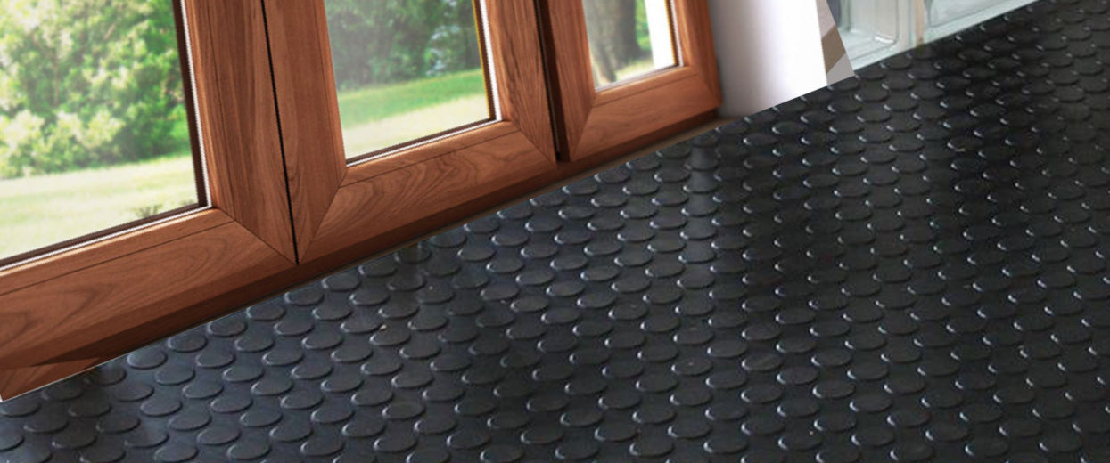 Tappeto 100% gomma ALTO spessore 3mm | Pavimento gomma BOLLO antiscivolo nero | Gomma per pedane e passatoie | Rivestimento furgoni e scalinate esterne | No PVC