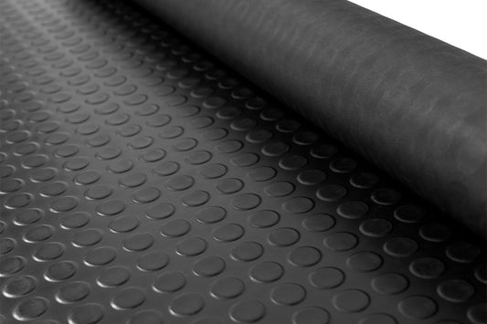 Tappeto 100% gomma ALTO spessore 3mm | Pavimento gomma BOLLO antiscivolo nero | Gomma a metro per pedane e passatoie | Rivestimento furgoni e scalinate esterne | No PVC