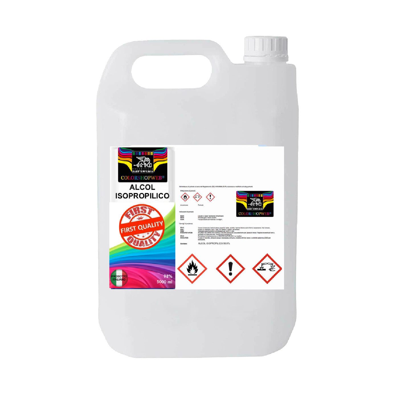 Alcool ISOPROPILICO Denaturato 98% isopropanolo 98 °C Solvente –  colorshopweb